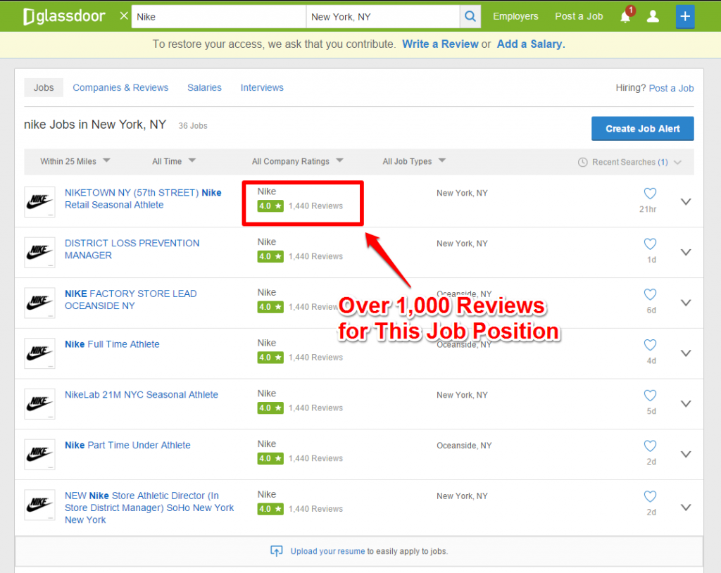 Glassdoor Nike Job Search