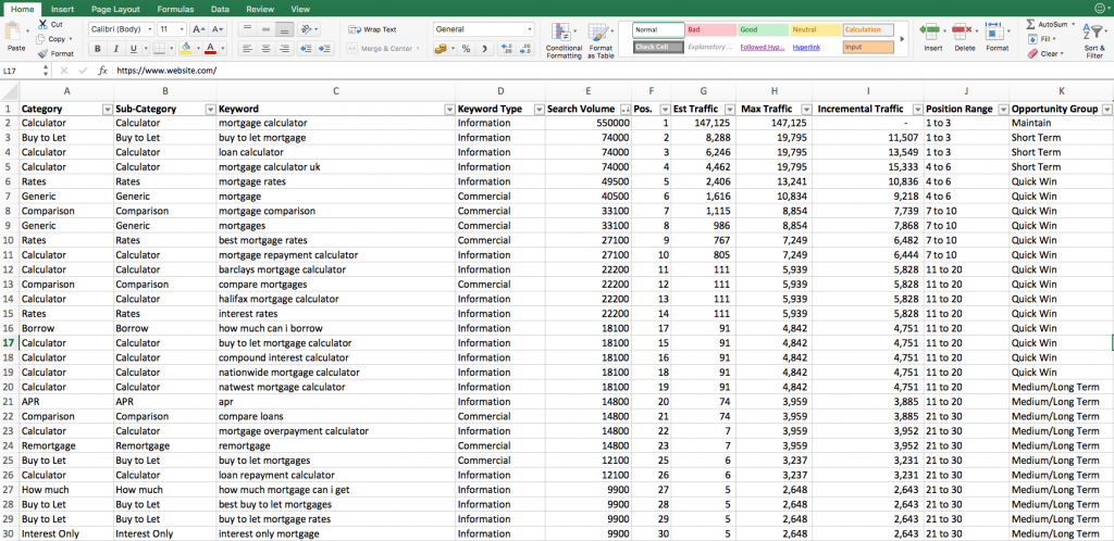 excel keyword export