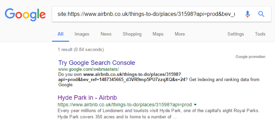 Google site search Airbnb