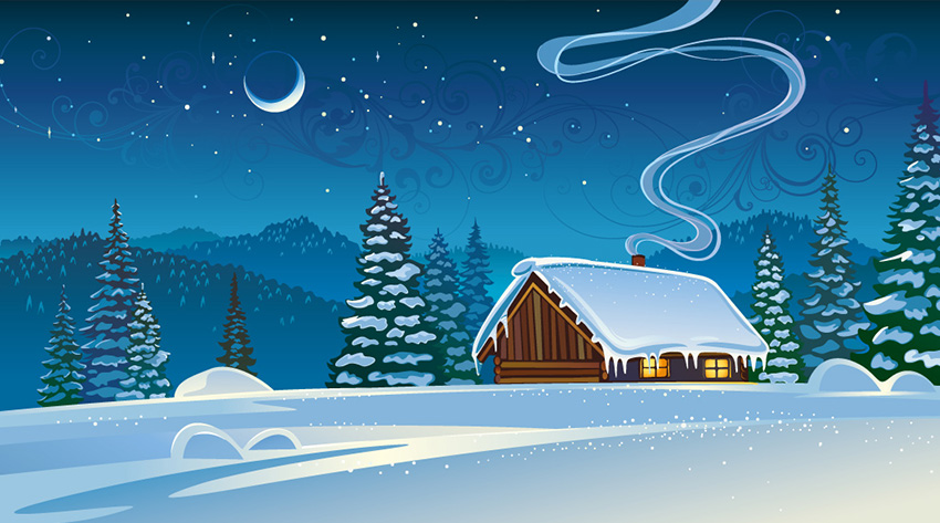 cartoon cabin the winter image