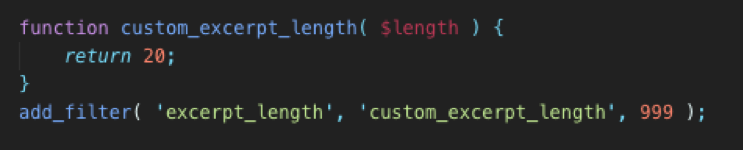 change excerpt length code wordpress