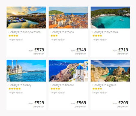 cheap holidays grid picture