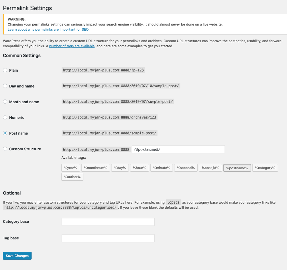 permalink settings wordpress