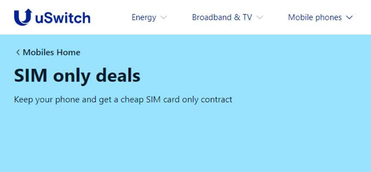 uswitch sim only deals page