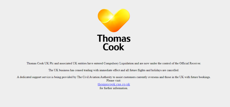 thomas cook closure page