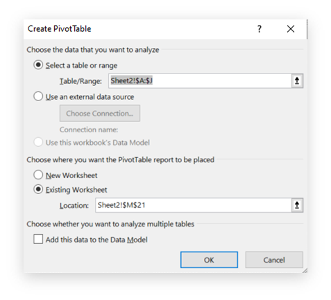 pivot settings